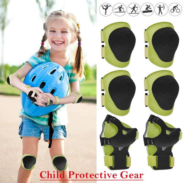 

elbow & knee pads children's protective gear 6 piece set 2 pcs pad+2 pads+2 wristbands for skate bike scooter outdoor sports, Black;gray