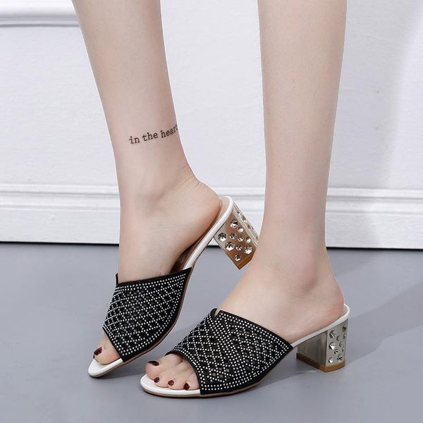 

dress shoes women's ladies bohemia style crystal peep toe slipper sandals casual outsid, Black