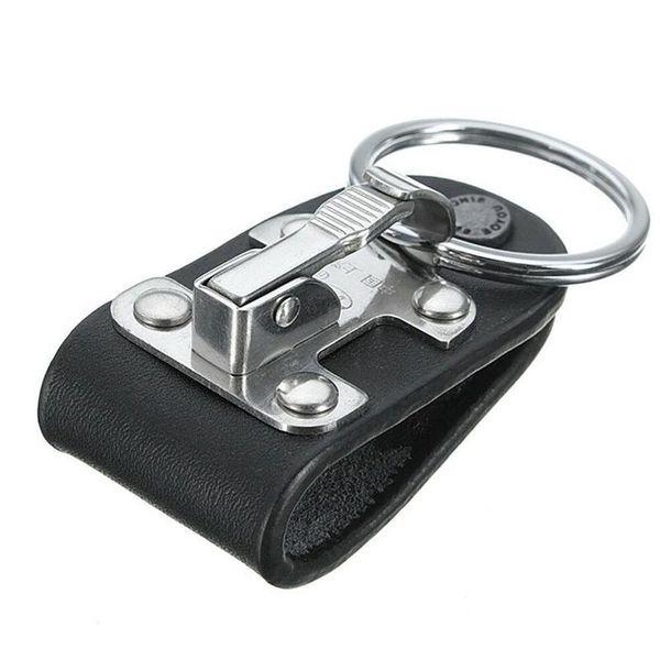 

keychains black pu leather key chain stainless steel keyring detachable keychain for men business casual belt clip ring holder accessories, Silver