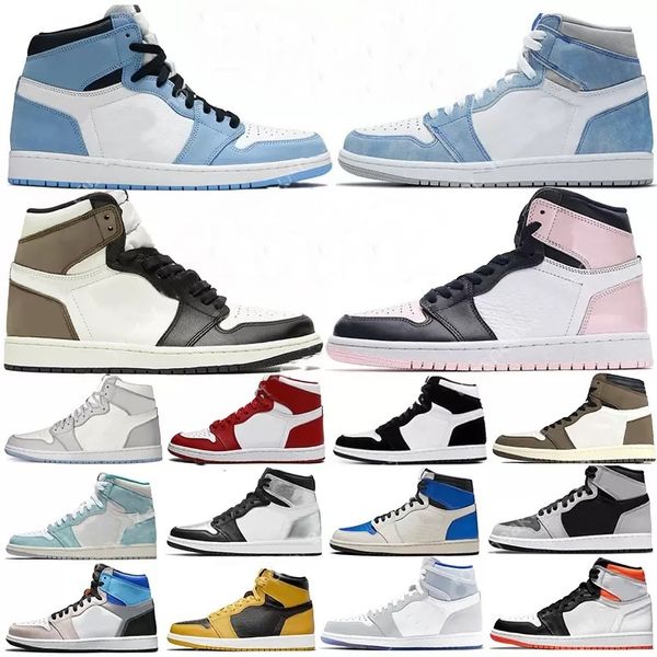 Jumpman 1 OG High Basketball Shoes 1s Top Shattered Pink Green University blue Court Nero Purple Royal Bred Toe UNC Obsidian gioco Jorden Sneakers trainer 36-46