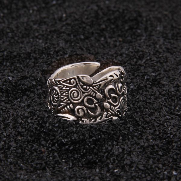 

delicate ring 925 sterling silver viking double wolf adjustable as gift