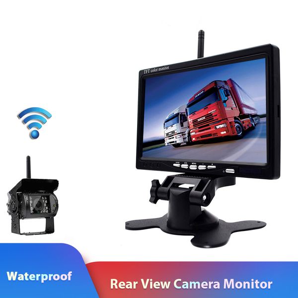 Kablosuz 7 inç HD LCD Araç Dikiz Monitör Yedekleme Kamera Park Sistemi Ile Araç Şarj Ile Kamyon RV Römork