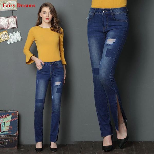

women's jeans women blue denim trousers wtih hole autumn spring winter long pencil pants 2021 ladies fashion clothing fairy dreams