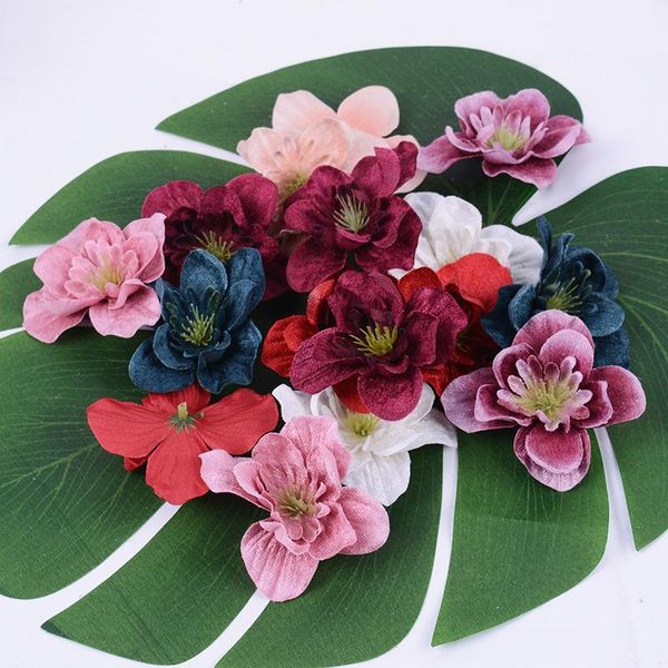 

decorative flowers & wreaths 10pcs 8cm flannel orchid artificial flower head wedding decoration items wreath diy handicraft fake simulation