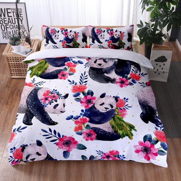 

bedding sets cartoon panda 3d printing set twin full  king size duvet cover bed linens home textile