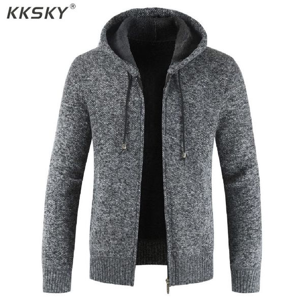 

thick cardigan sweater men long sleeve knitted sweater winter hooded zipper homme warm mens cardigans coat 3xl new, White;black