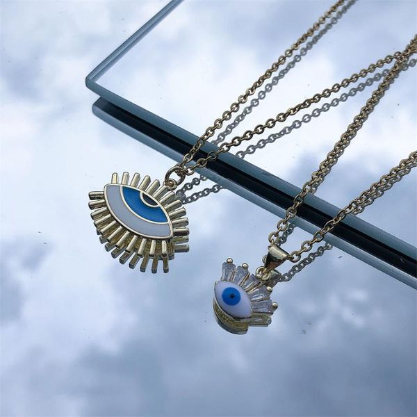 

pendant necklaces 2021 fashion retro goth punk evil eye necklace men's and women's halloween gift, Silver