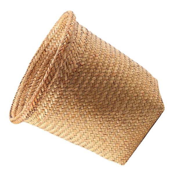

waste bins 1pc straw woven wastebasket office home trash can paper basket holder