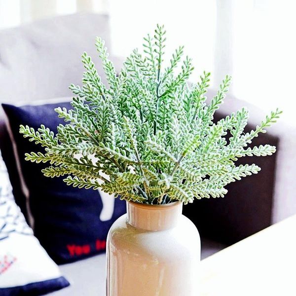 

decorative flowers & wreaths artificial plant 33cm fluffy leaves, home vase flower arrangement, wedding el, diy green plants
