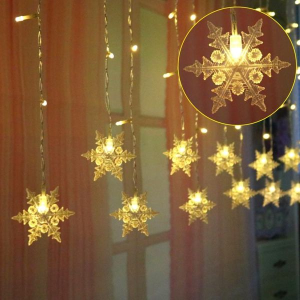 

3.5m 96led snowflake pendant led string light curtain decor 8 modes flashing waterproof festival fairy light christmas