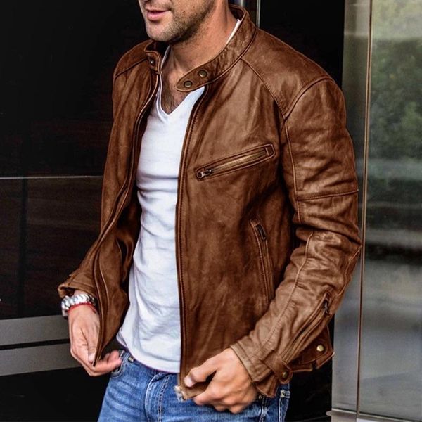 

men's jackets spring men pu leather plus size autumn faux coat male fashion motorcycle outwear windbreaker overcoat biker, Black;brown