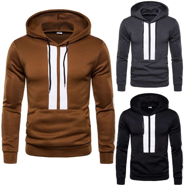 

2021 new menswear men's color matching hooded sweater, Black