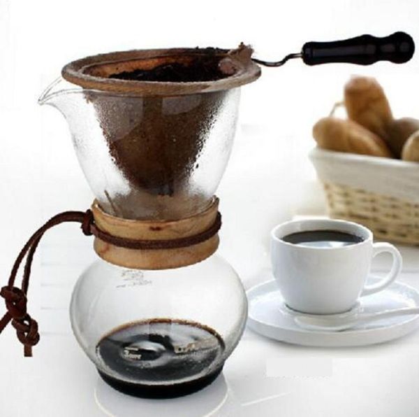 

coffee pots driper drop pot wooden/ metal hand explosion-proof made maker