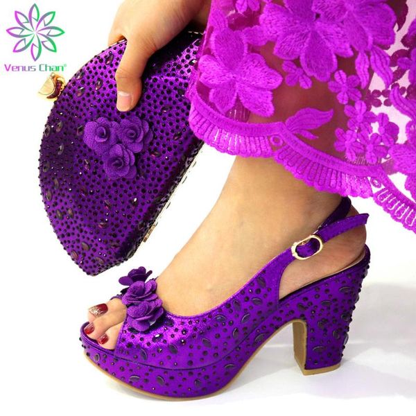 

dress shoes 2021 fashion african women and bag for party wedding italian with matching bags set decorated rhinestone, Black
