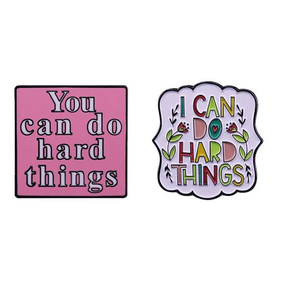 

pins, brooches i can do hard things motivational quote brooch pins enamel metal badges lapel pin jackets fashion jewelry accessories, Gray