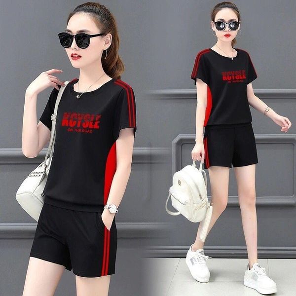

women's tracksuits summer women short sleeve t-shirt high waist shorts suits casual loose streetwear home style 2 piece set, Gray