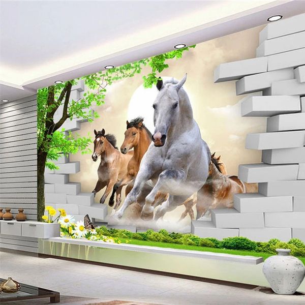 

Custom Photo Wallpaper 3D Stereo Broken Mural Brick Wall Living Room TV Background Painting Home Decor, As show