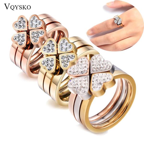 

wedding rings fashion valentine day gift 3 round heart ring sets for women crystal engagement finger jewelry wholesale, Slivery;golden