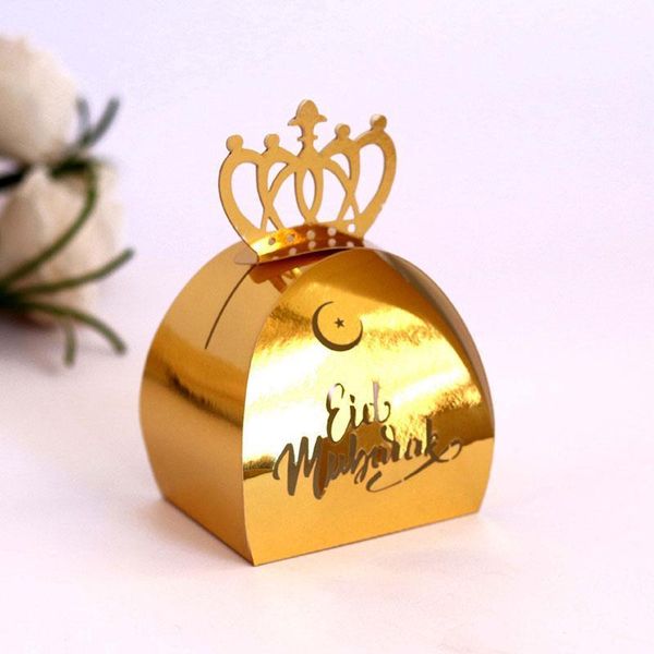 

gift wrap box 10pcs/lot candy packaging boxes crown carton reflective gold wedding party birthday christmas baby shower gifts storage1