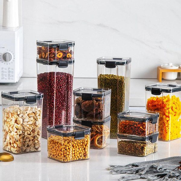 

transparent airtight pantry pasta box multigrain sealed storage container plastic kitchen with lid cereal containers
