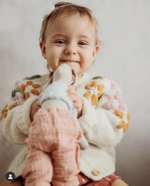 

pullover children's wool sweater cardigan ins girls jacket knitted embroidered teenage clothing sweaters, Blue