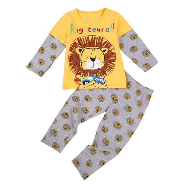

1-4t toddler kid baby boy clothes set long sleeve striped cartoon pant suit cute sweet cotton tracksuit infant clothing, White