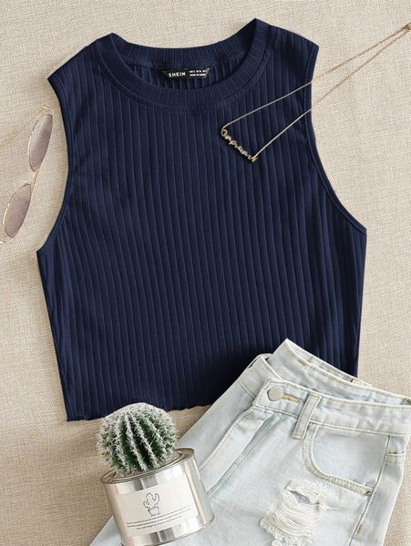 

rib-knit tank f5bk#, White
