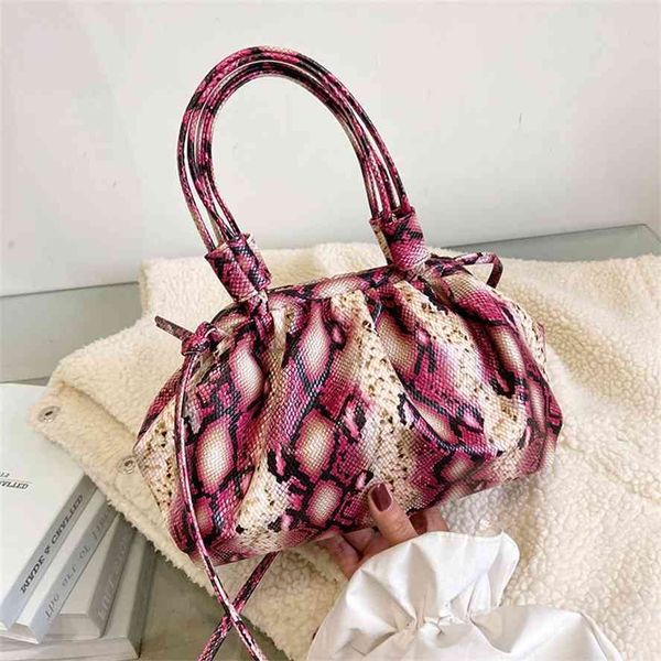 

handbag2020 new snake pattern pleated women's fashion clip slant cross baggg bag