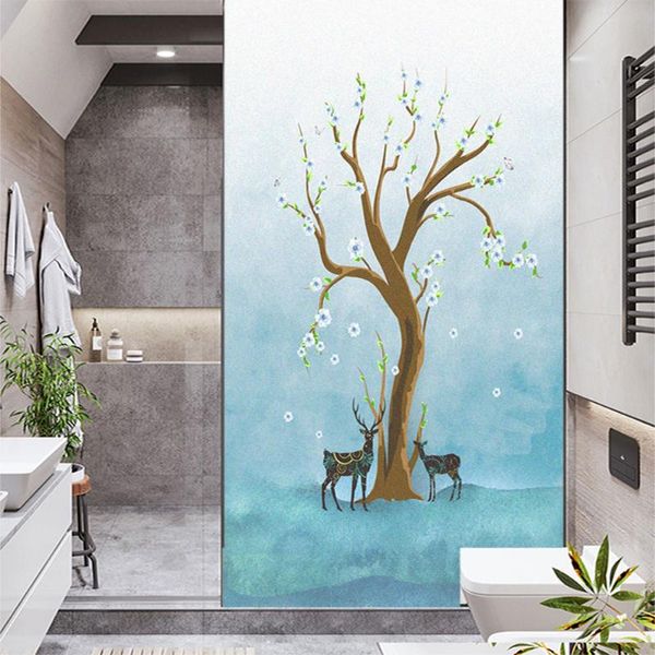 

window stickers film privacy deer pattern frosted glass sticker uv blocking heat control coverings tint for homedecor