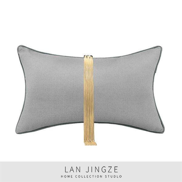 

cushion/decorative pillow lan jingze nordic metal tassel cushion cover solid grey jacquare square pillowcase home decor for sofa 30x50cm