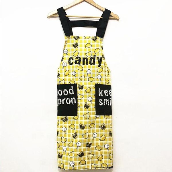 

waterproof cooking apron fruit printing apron thicken women cotton bib with pockets ladies house supplies