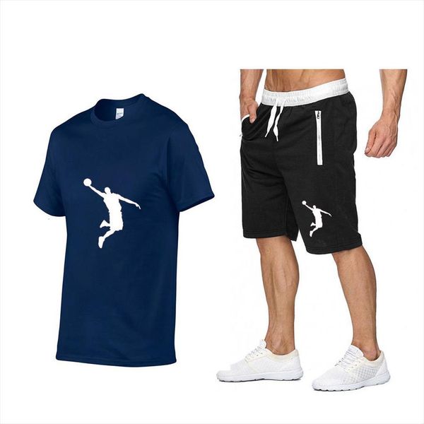 

summe brand sportswear shorts men tracksuits set short sleeve breathable t shirt and casual wear training suit, Gray