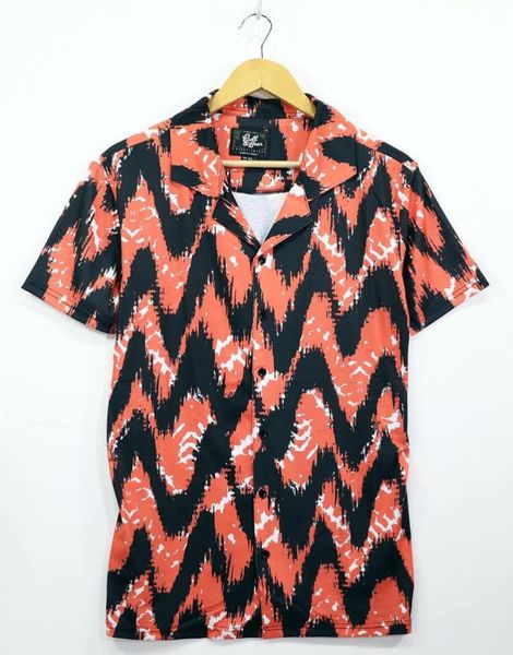 

men's casual shirts p.bear short sleeve night crop of hawaiian, White;black