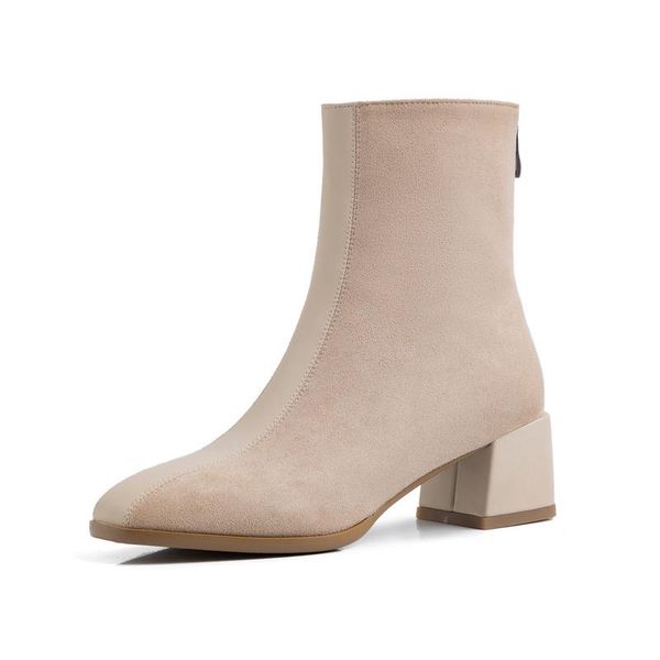 

boots 2021 women's booties thick with women ankle boot for shoes woman female xl suede, Black