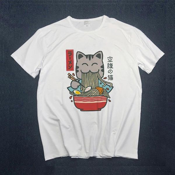 

2021 summer women t shirts short sleeve cat print harajuku japanese anime tee girls ladies casual plus size clothes, White