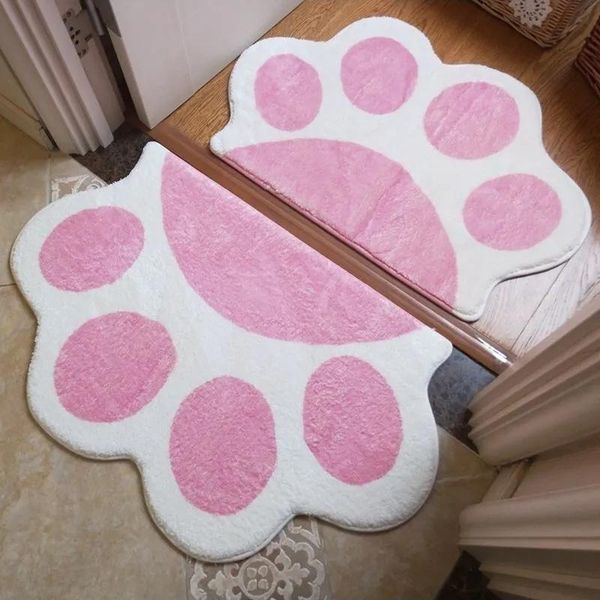 

carpets cartoon carpet girl's rug bedroom bedside blanket pink cat claw water absorbent foot mat non slip doormat cute anime mats