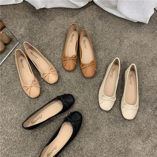 

ballerinas woman 2021 grandma shoes bow-knot square toe soft shallow mouth casual female sneakers autumn all-match flats ballet, Black