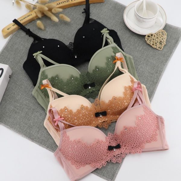 

breathing underwear beha push up brasserie cato fat women lingerie floral lace bras deep v collecting black, Red;black