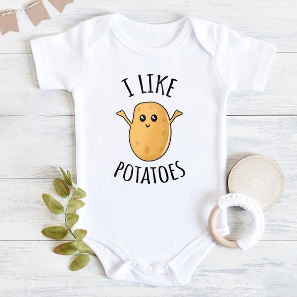 

rompers i like potatos design born bodysuit short sleeve jumpsuit funny potato gift baby boy clothes simple toddler shirt romper, Blue