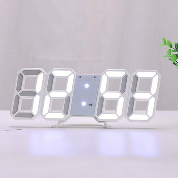 Relógio de parede digital LED Numeral, 3D LED Relógio digital para decoração de sala de estar, relógio de cozinha com dimmer 210309