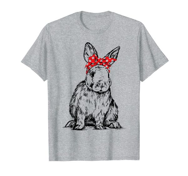 

bunny wear red bow headband rabbit lover farmer girl t-shirt, White;black