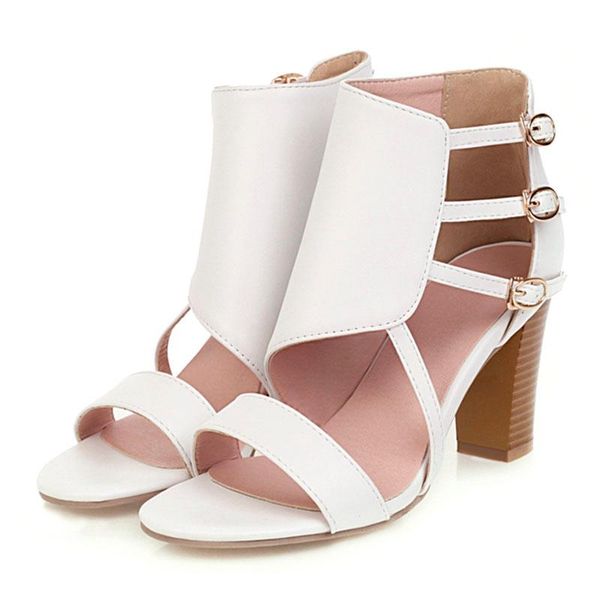 

fanyuan women boots high heels shoes gladiator heels summer ladies shoes open toe sandals party wedding footwear size 34-43, Black