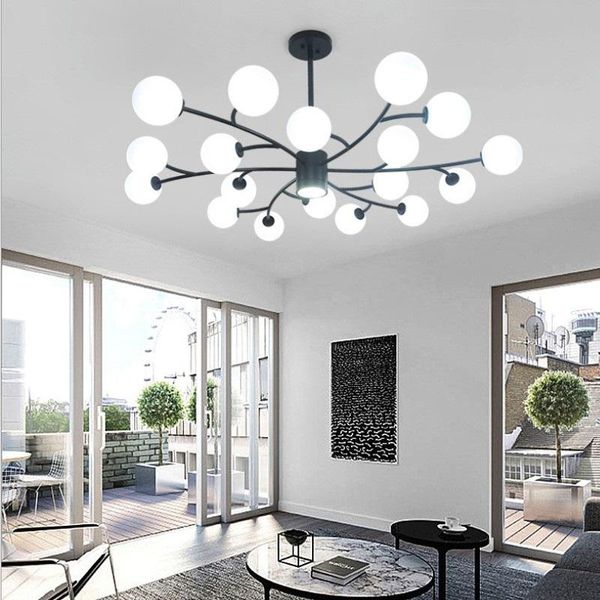 

ceiling lights modern led chandelier lighting for living room cafe industrial lustre nordic glass minimalist bedroom