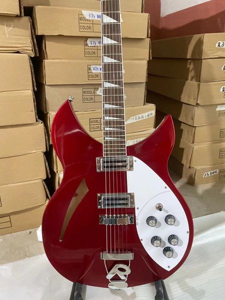 

metal red color jazz semi hollow guitarra rickenback 330 version guitar