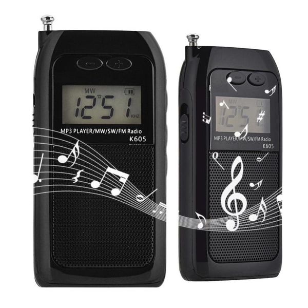 

radio k-605 portable mini lcd digital fm am shortwave receiver multifunctional stereo mp3 player