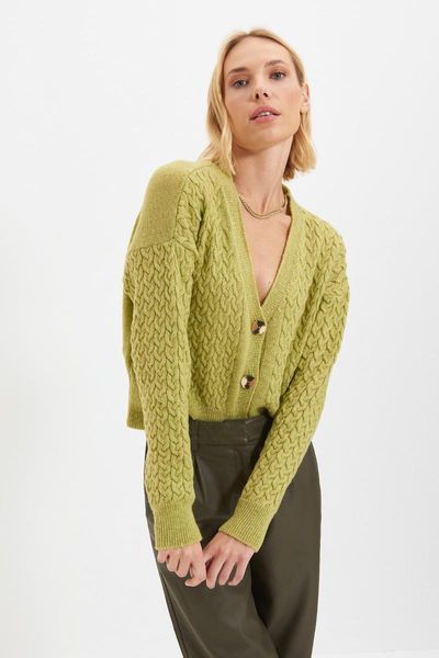 

women's knits & tees trendyol mesh detailed knitwear cardigan twoaw22hi0542, White