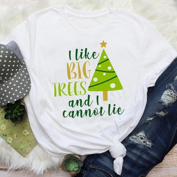 

women cartoon tree star winter holiday fashion merry christmas print lady female graphic tees clothes t shirt t-shirt, White