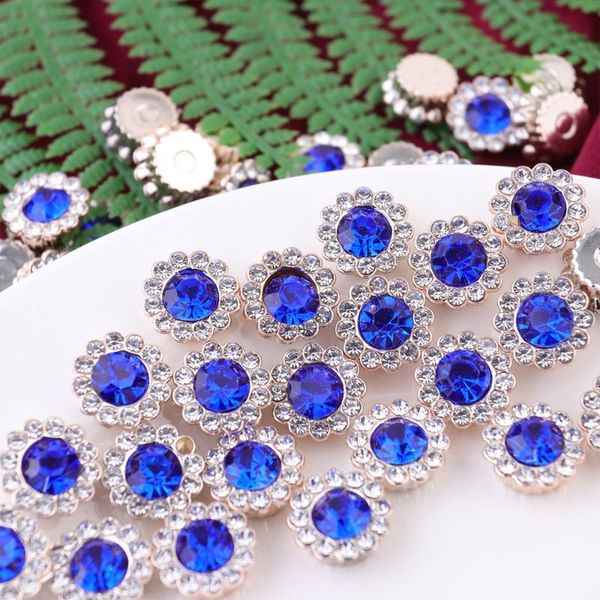 

50pcs abs ornament diy accessories exquisite flower shape glue on embellishment for hairband craft decoration (blue)