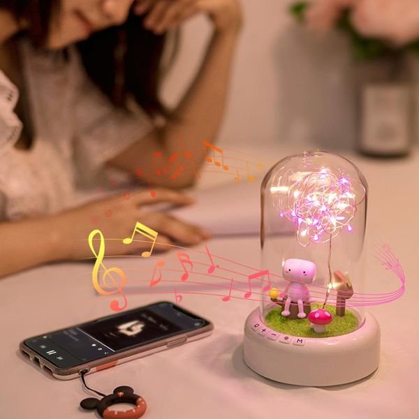 

decorative flowers & wreaths 3 style flower lamp bt speaker color effects nightlight led strip with glass dome wood base rechargeable for va