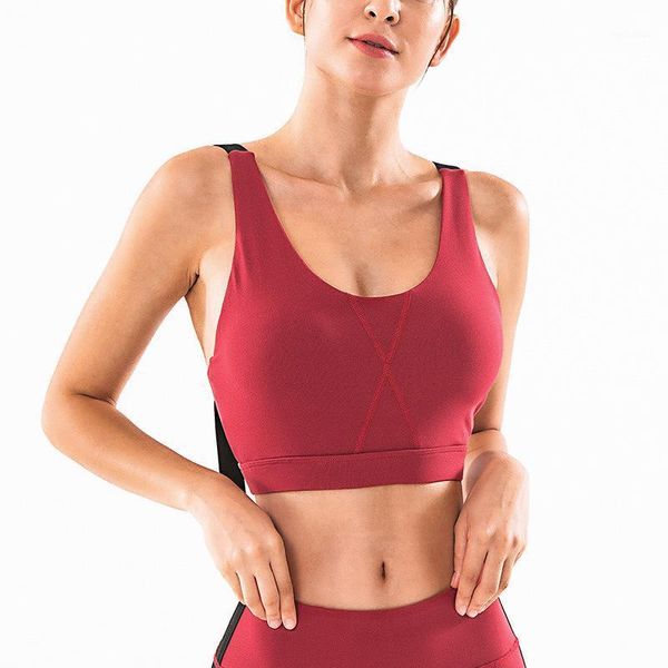 Abbigliamento da palestra Top da yoga Reggiseno sportivo da donna fitness con imbottitura Cinturino ad alto impatto Crop Top Gilet senza schienale Allenamento Corsa Activewear Femme